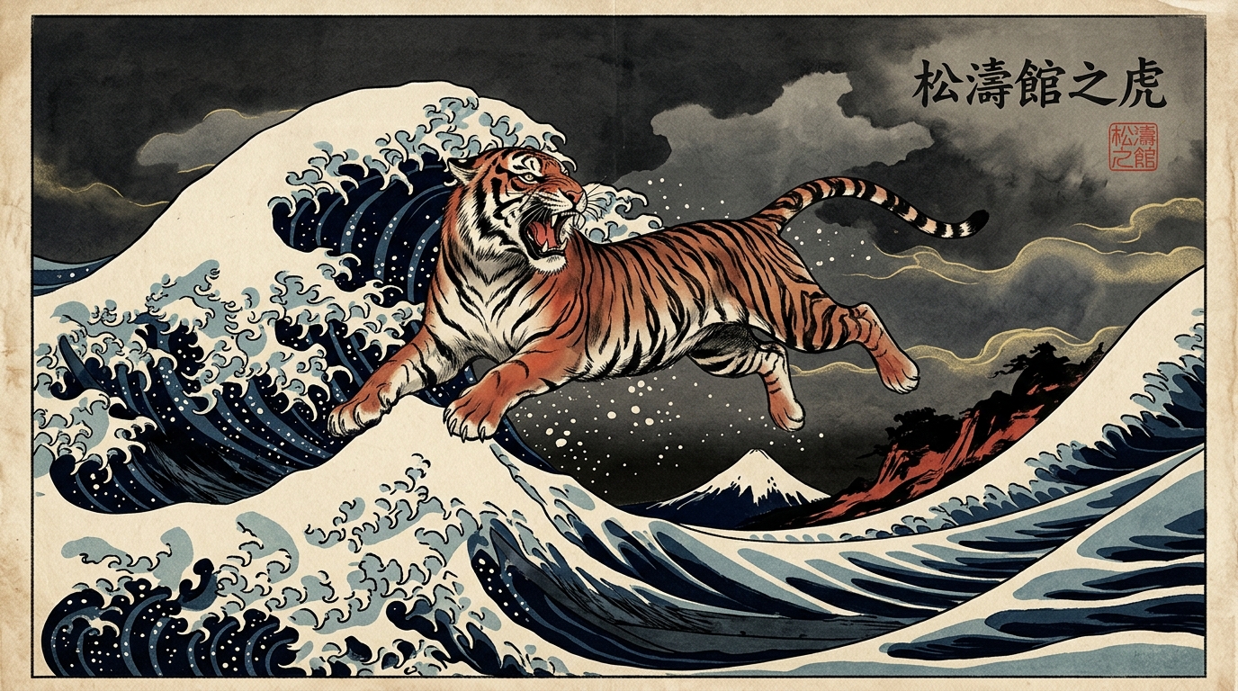 Tigre Shotokan e Grande Onda Ukiyo-e Arashi-Do Milano
